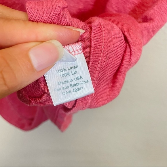 Stark X Pink Linen Flutter Sleeves Scoop Neck Relaxed Fit Top Size XS - Picture 8 of 8